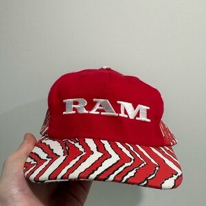 Vintage Ram Golf Hat PGA Tour Made in USA 1990s Red zebra Stripes